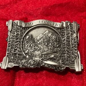 God's Country Pewter Belt Buckle - Silver